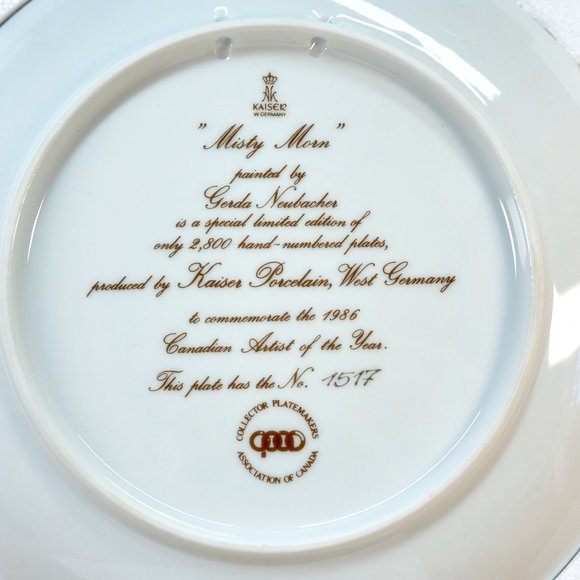 Vintage 80s Kaiser Porcelain Neubacher Collector Plate " Misty Morn" - Picture 7 of 7